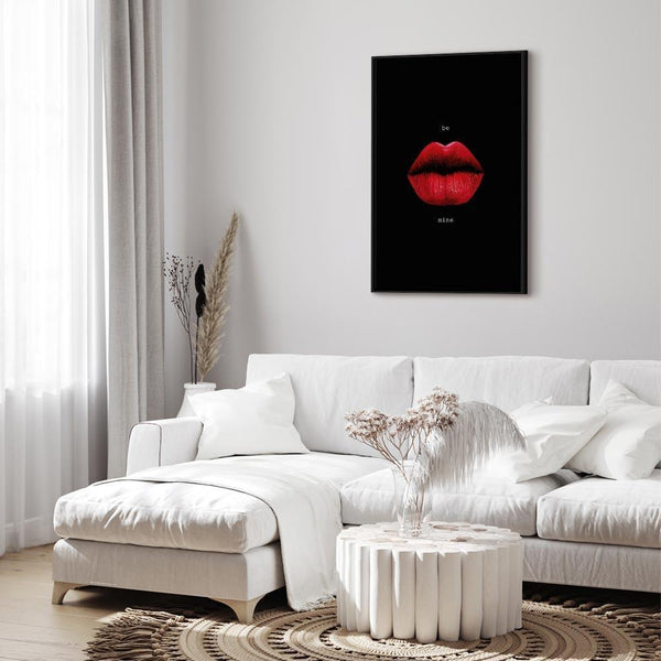 Quadro - Red Lips (1-part) - Black Background with English Text
