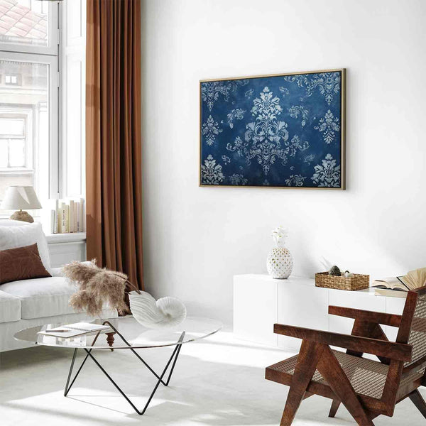 Quadro - Retro Ornament Decorative Motif in Worn Blues