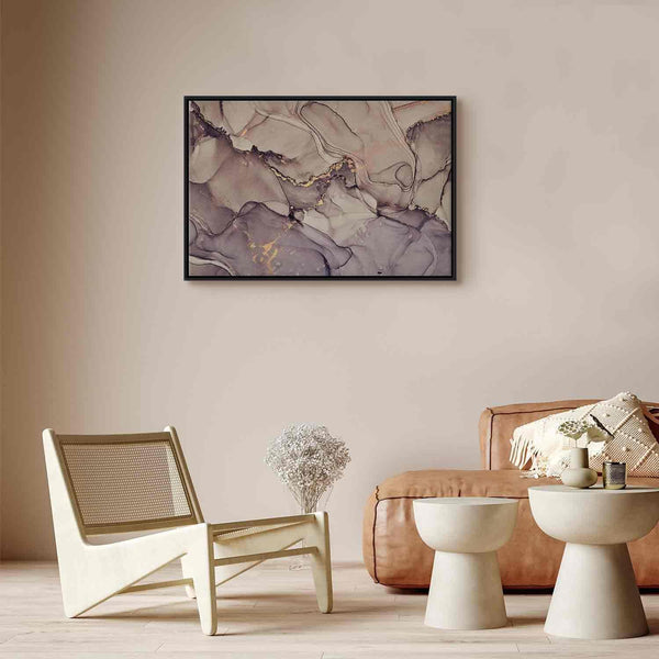 Quadro - Watercolour abstraction - powder pink marble with gold accents