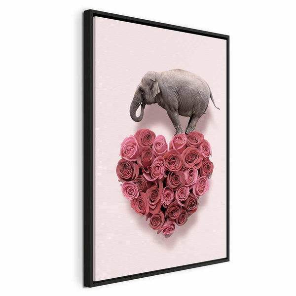 Quadro - Elephant Lover (1-part) - Elephant Amid Pink Flowers