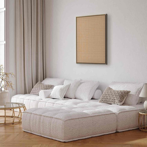 Quadro - Waving Lines - Creamy Grid on a Noisy Pastel Background