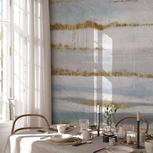 Carta da parati - Modernist background - abstract stripes pattern with gold patterns