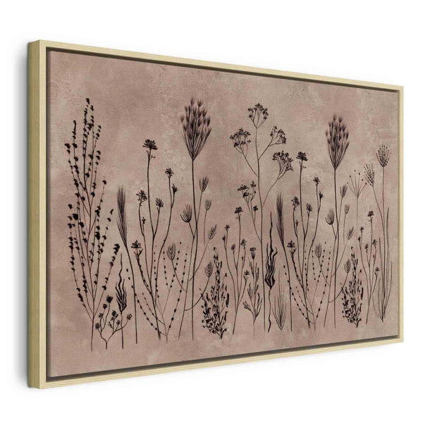 Quadro - Wildflowers – black plants on lime-wash background