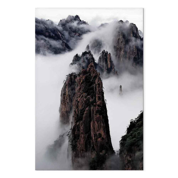 Quadro - High Mountains in Mist (1-part) - Landscape of Clouds Amid Rocks