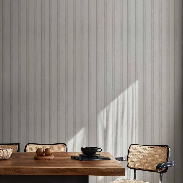 Tappezzeria murale - Wooden Texture - Symmetrical vertical lines on a white background