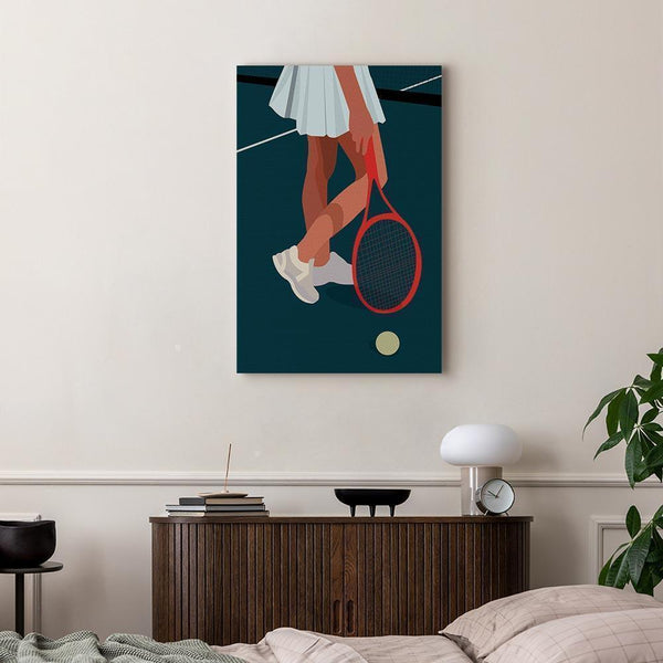 Quadro - Female Tennis Player With a Red Racket on the Court - Graphics