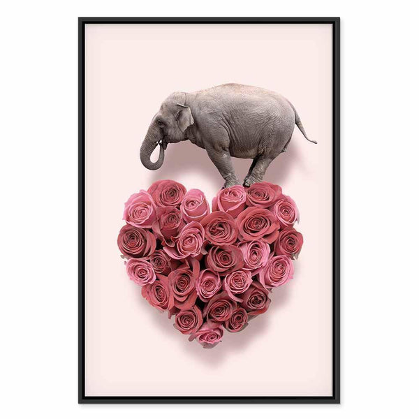 Quadro - Elephant Lover (1-part) - Elephant Amid Pink Flowers