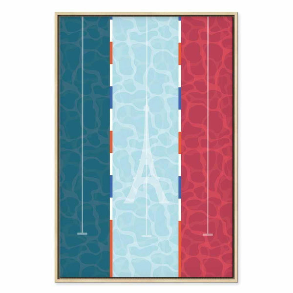 Quadro - Graphic Illustration of a Swimming Pool Against the Backdrop of the French Flag