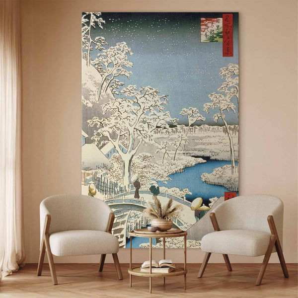 Quadro XXL - Utagawa Hiroshige – Drum bridge and Setting Sun Hill at Meguro
