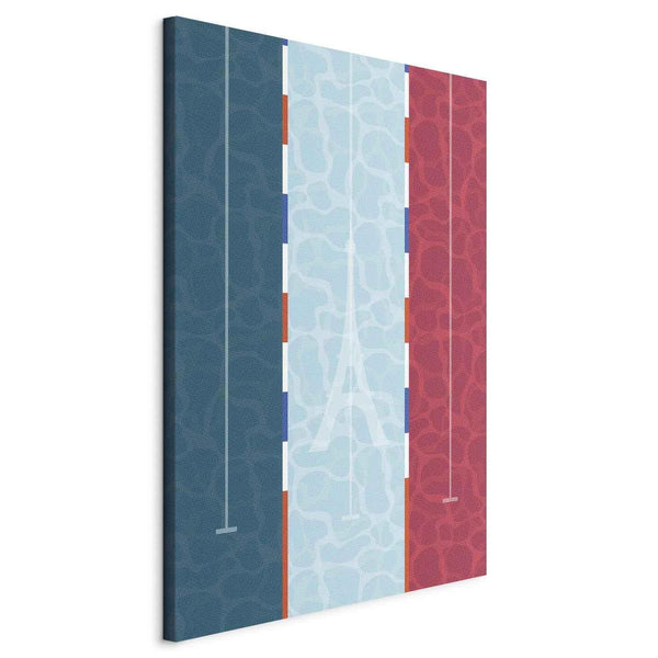Quadro - Graphic Illustration of a Swimming Pool Against the Backdrop of the French Flag