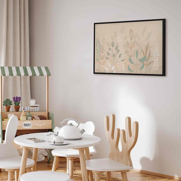 Quadro - Morning in the Meadow - Various Pastel Plants on a Beige Background