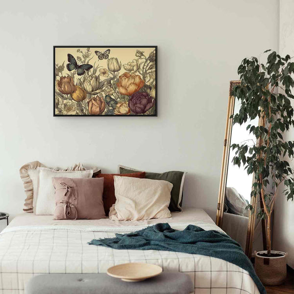 Quadro - Colourful tulips on a cream background