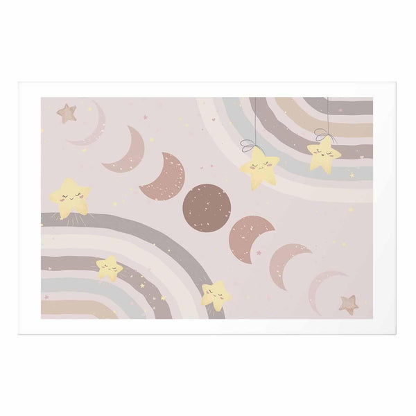 Poster - Phases of the Moon with a Rainbow