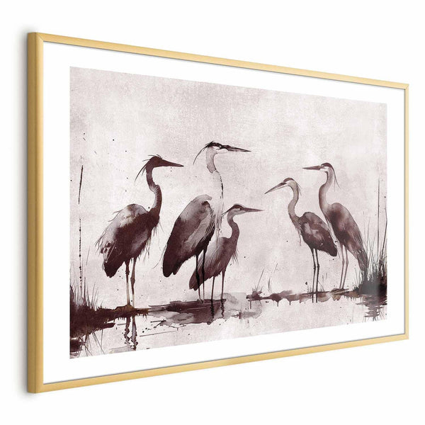 Poster - Herons Painted in Ink