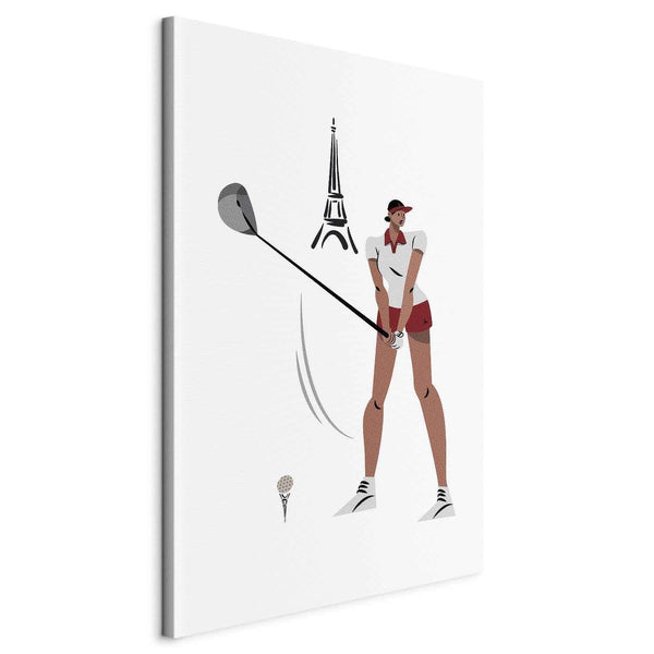 Quadro - Female Golfer With the Eiffel Tower in the Background - Illustration