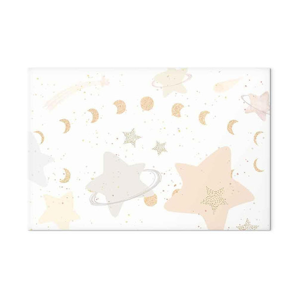 Quadro - Fairy-Tale Galaxy - Phases of the Moon in Yellow Tones Among Stars in Beige and Ash Colors with Stardust