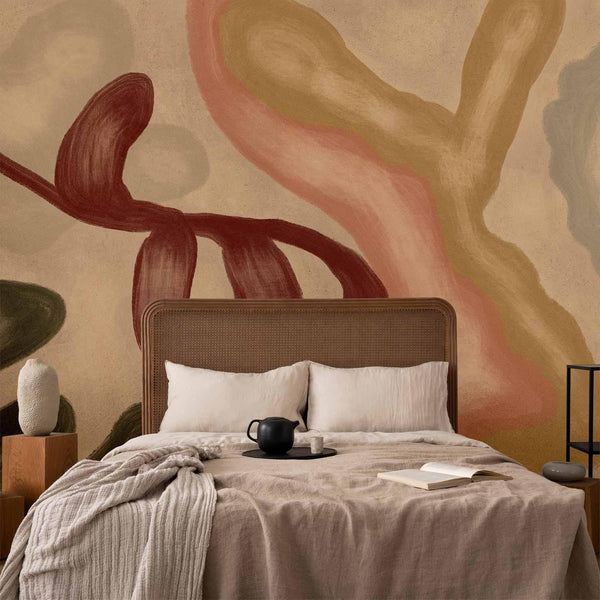 Carta da parati - Colorful shapes – worn-out figures in lime wash technique
