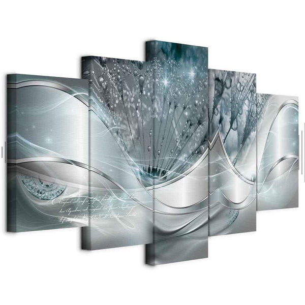Quadro - Sparkling Dandelions (5 Parts) Blue Wide