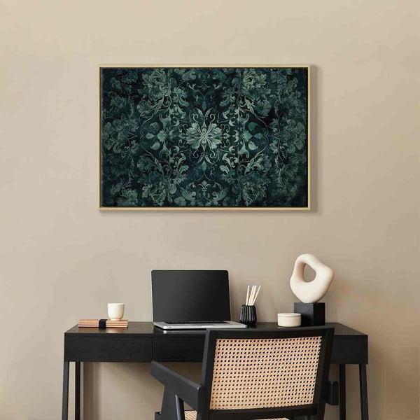 Quadro - Oriental Pattern Carpet: Emerald Ornaments and Worn Patterns