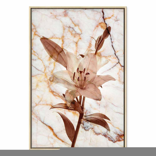 Quadro - Elegance of a Flower (1-part) - Delicate Lily on Marble in Sepia