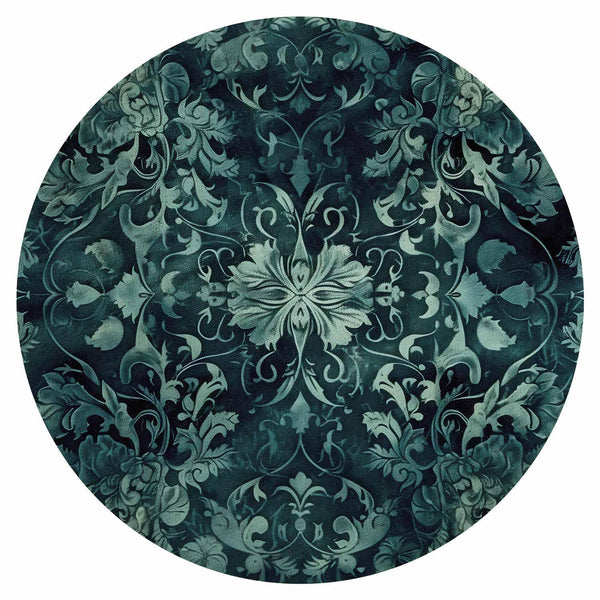 Carta da parati rotondi - Oriental carpet pattern: emerald ornaments and worn patterns