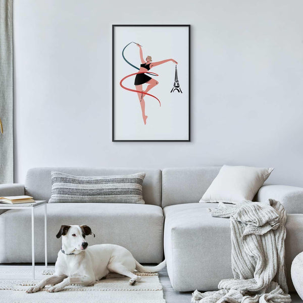 Poster - Illustration of a Woman with a Ribbon - Artistic Gymnastics
