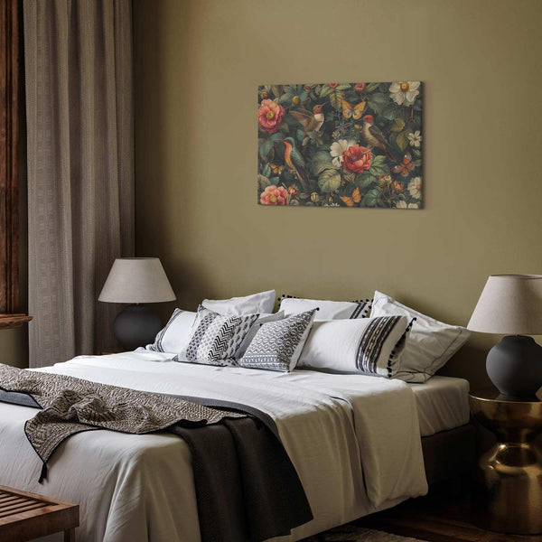 Quadro - Flowers, birds and butterflies – vintage-style illustration