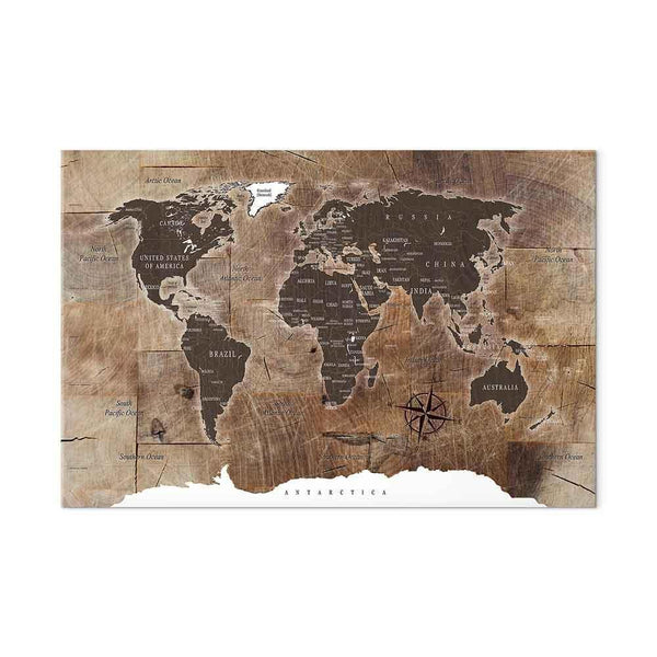 Quadro - World Map: Wooden Mosaic
