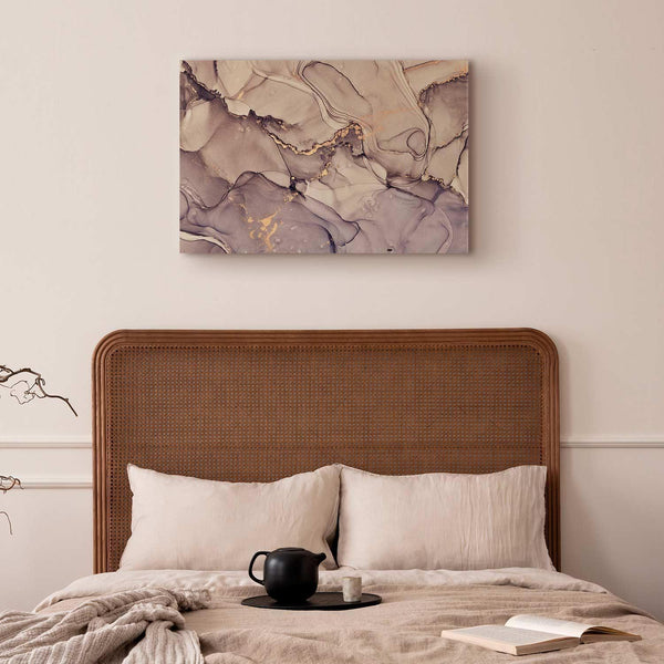 Quadro - Watercolour abstraction - powder pink marble with gold accents