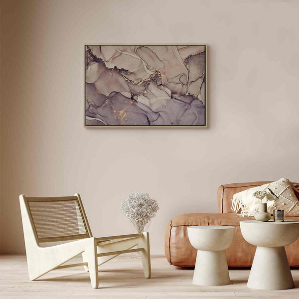 Quadro - Watercolour abstraction - powder pink marble with gold accents