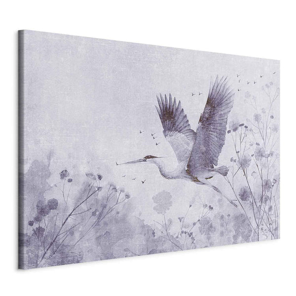 Quadro XXL - Majestic flight - a crane in flight in monochrome