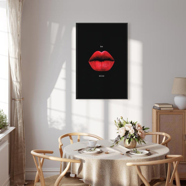 Quadro - Red Lips (1-part) - Black Background with English Text