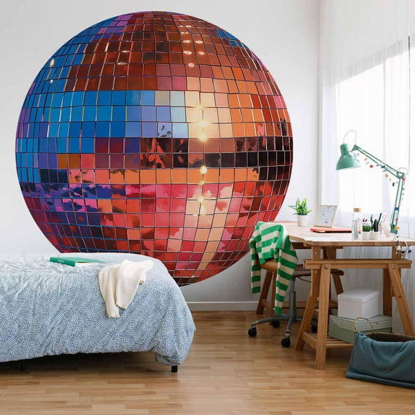 Carta da parati rotonda - Old gold disco ball