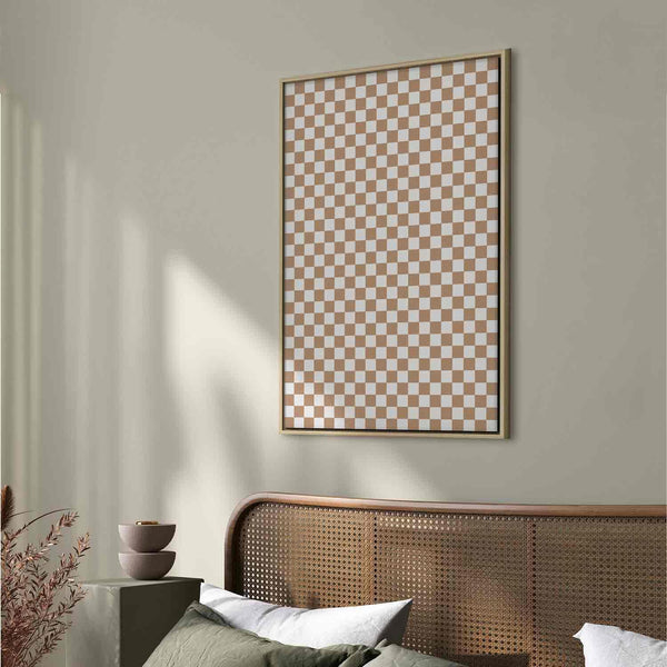 Quadro - Checkerboard Pattern - Brown-White Grid with a Subtle Noise