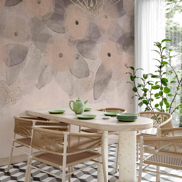 Carta da parati - Minimalist meadow - patterns on a delicate beige textured background