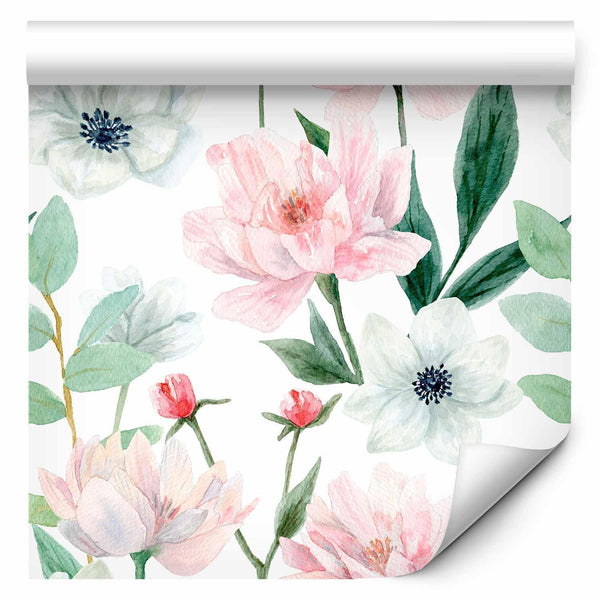 Tappezzeria murale - Peonies on white background