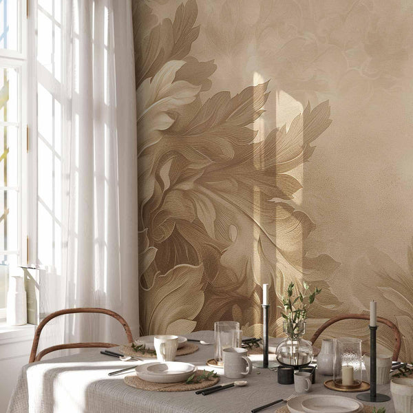 Carta da parati - Carved Baroque Ornaments: Rich Composition in Sepia Colors