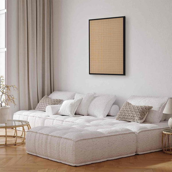 Quadro - Waving Lines - Creamy Grid on a Noisy Pastel Background