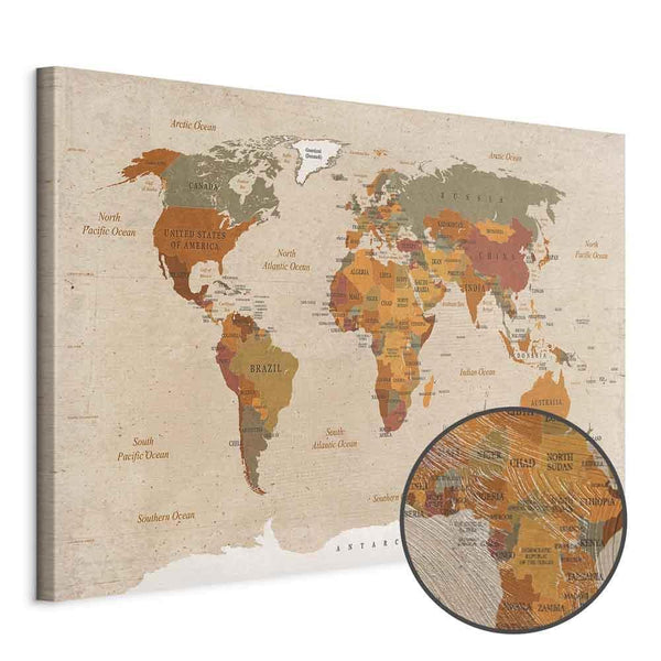 Quadro - World Map: Beige Chic