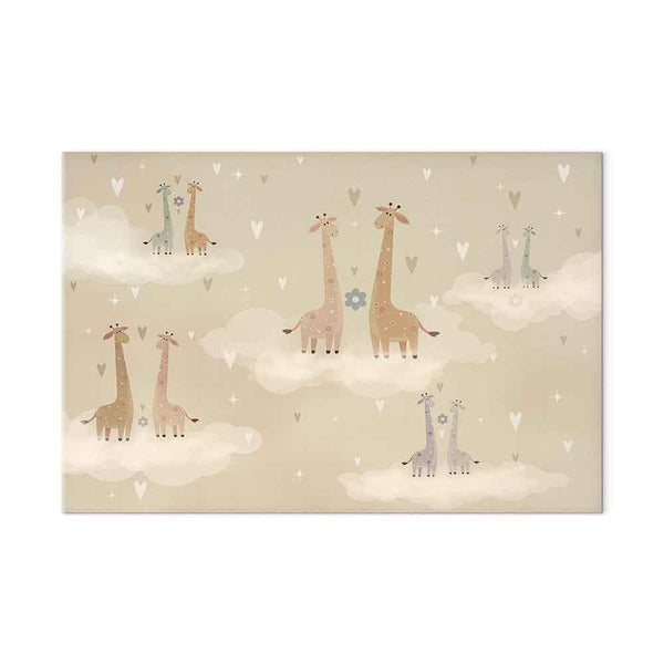 Quadro - Love - Colorful Giraffes Floating on Clouds Among Hearts and Stars