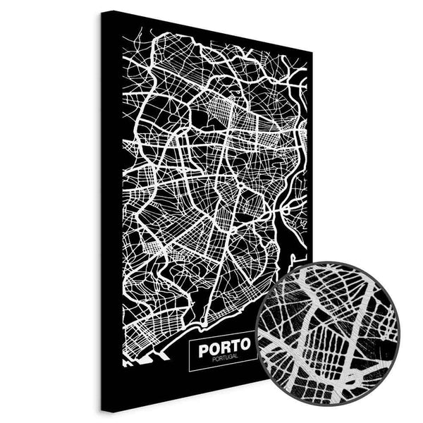 Quadro - Negative Map: Porto (1 Part) Vertical