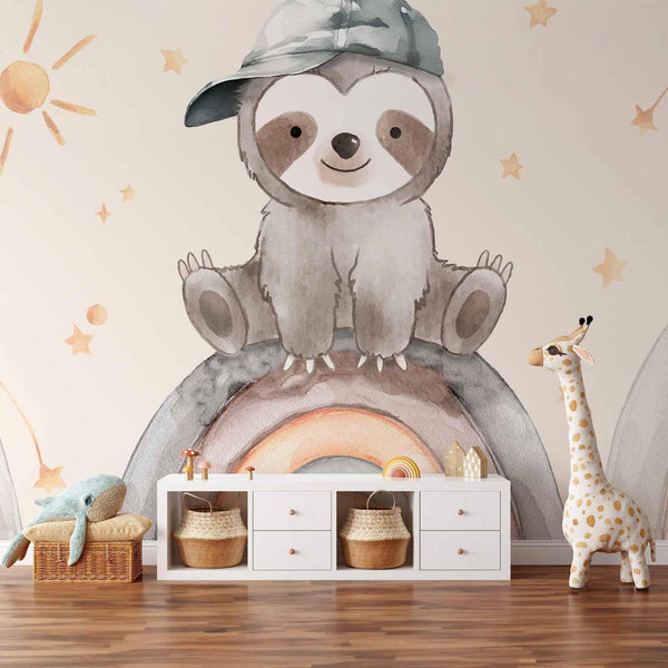 Carta da parati - Little Sloth Among Stars and Rainbows