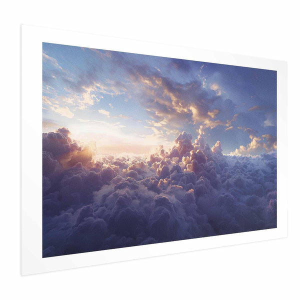 Poster - Sun in Hiding: The Golden Face of the Sky Over the Cloudy Sea