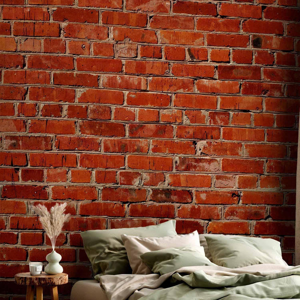 Carta da parati - Old wall – retro-style red brick wall