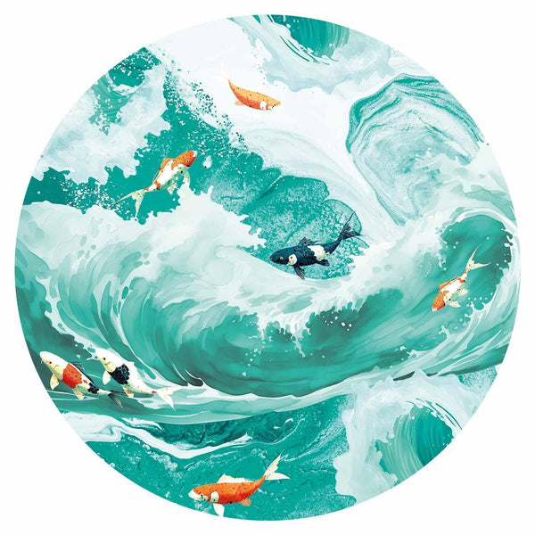 Carta da parati rotonda - Fish and waves