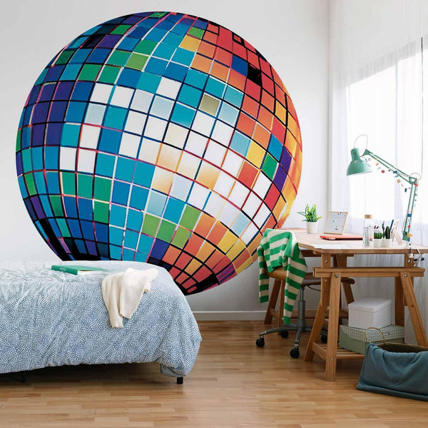 Carta da parati rotonda - Blue disco ball