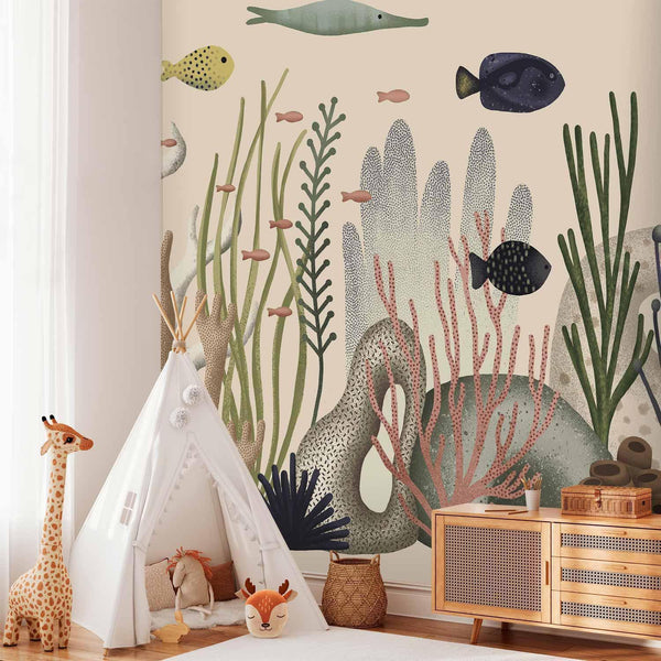 Carta da parati - Underwater World - Fish and Corals in Pastel Colours