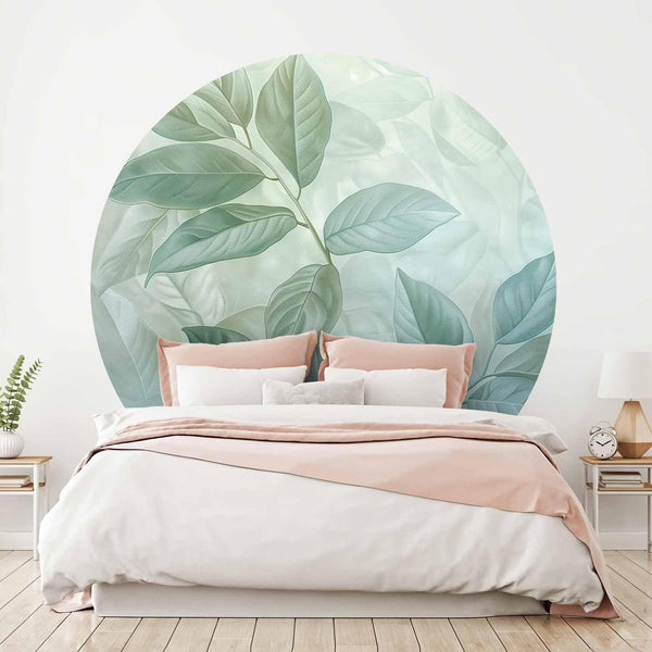 Carta da parati rotonda - Mint leaves: large botanical motif