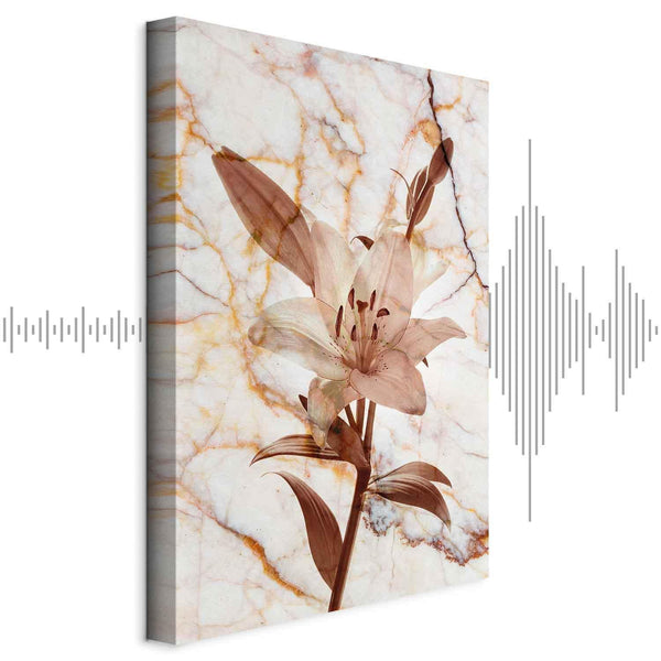 Quadro - Elegance of a Flower (1-part) - Delicate Lily on Marble in Sepia