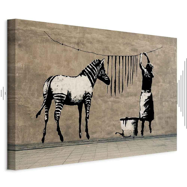 Quadro - Banksy: Washing Zebra on Concrete (1 Part) Wide
